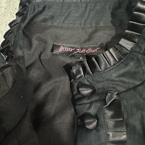 Vintage Y2K Betsey Johnson Black Satin Jacket Size 2 Women Bows - Picture 6 of 6